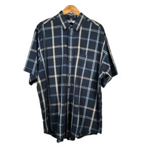 🎇turnbury Blue & Tan Short Sleeve Dress Shirt  Button Down Size XL